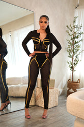Black Mesh Two-Piece Set