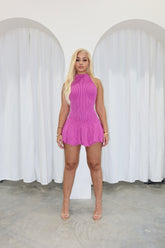 Ribbed Halter Skater dress