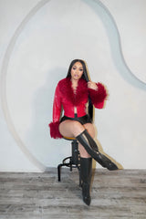 Faux Leather Cropped Jacket