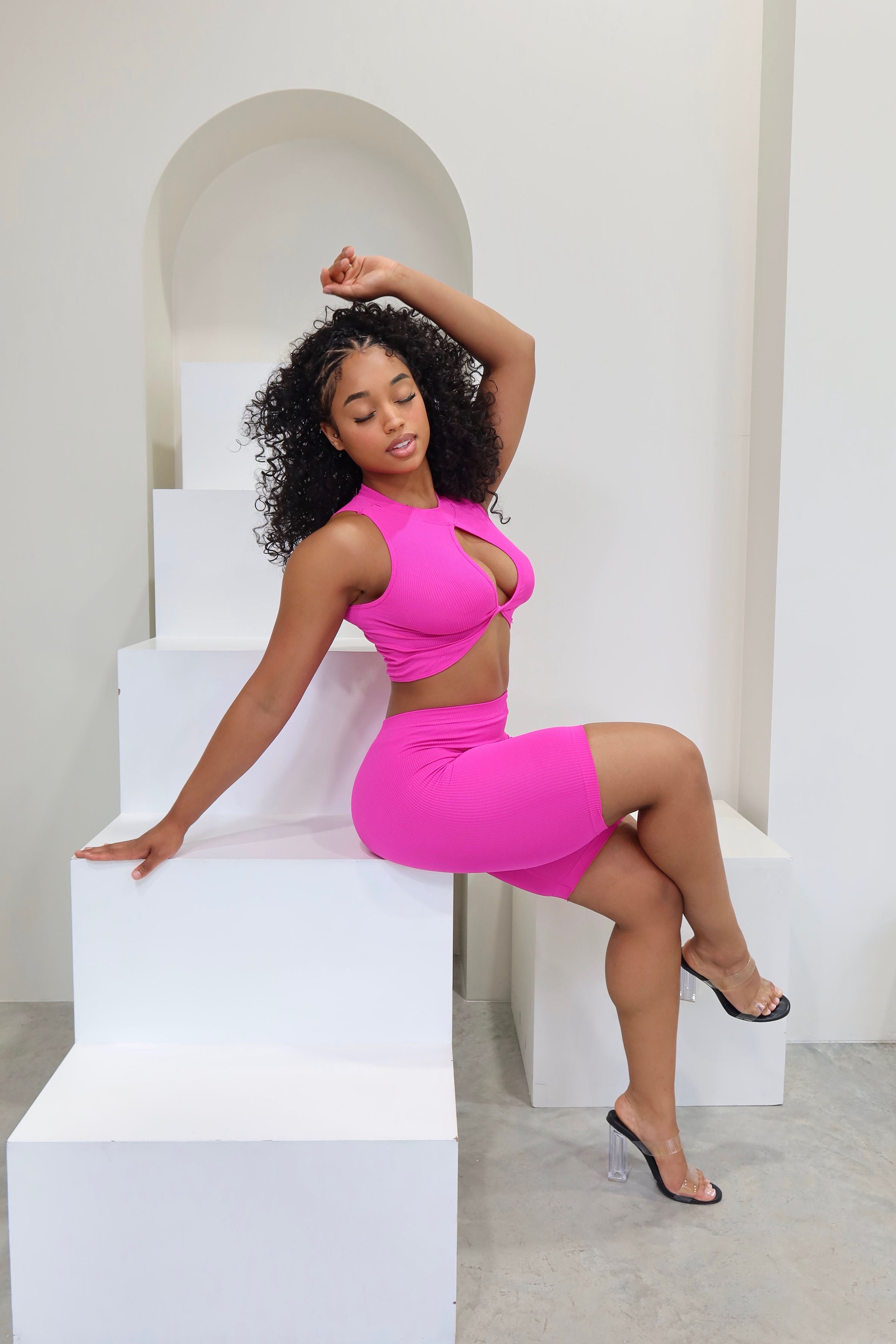 Twist Cutout Biker Short Set