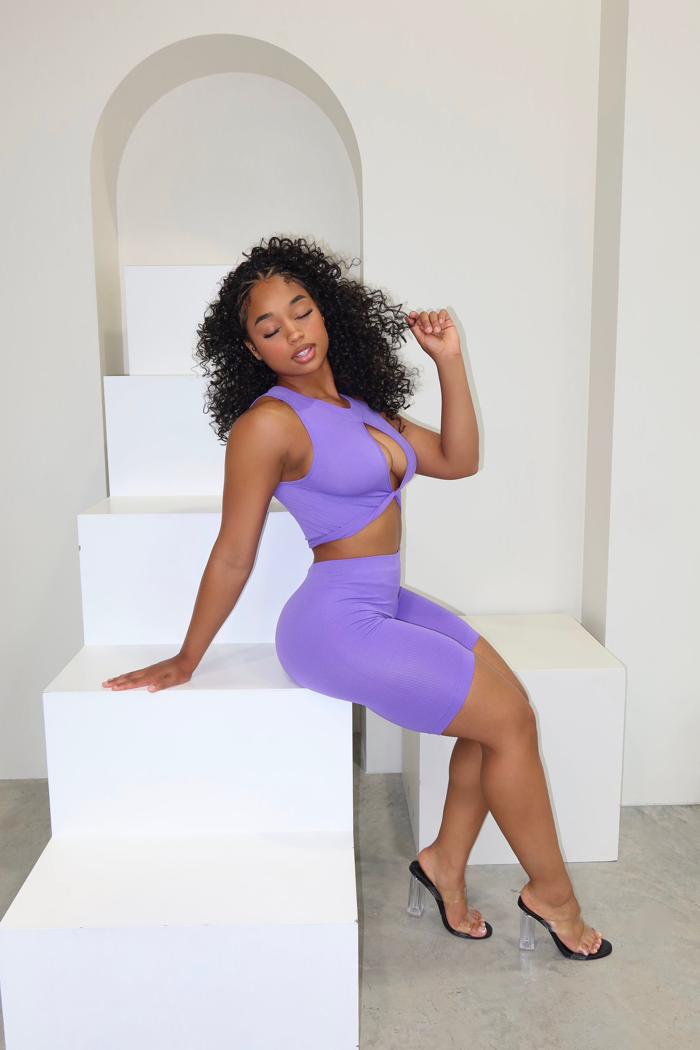 Twist Cutout Biker Short Set