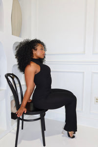 Black Ribbed Asymmetrical Set